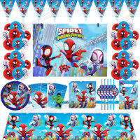 และเพื่อนที่น่าตื่นตาตื่นใจของเขา Boys Birthday Party Decor Super Hero Spidey Cup Plate Banner Balloons Baby Shower Supplie