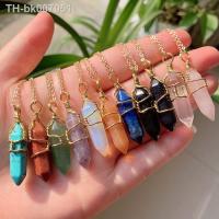 ♞  Reiki Healing Jewelry Natural Stone Pendant Wire Wrap Hexagonal Bullet Amethysts Quartz Crystal Necklace Pendulum Chakra Pendulo