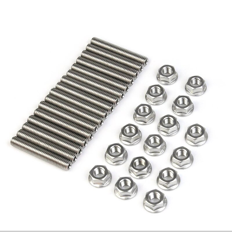 16 Pcs Stainless Exhaust Manifold Studs Nuts Kit Manifold & Parts Fit for Ford 4.6 & 5.4 Liter V8,2 Manifolds 