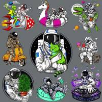 Iron On Patches for Clothing Fashion Interesting Astronaut Space Planet Thermal Sticker On Clothes DIY Washable Appliqued Decor Fashion Accessories