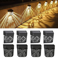 LED Solar Fence Light Garden Decor Solar Powered Wall Lamp Outdoor Waterproof Step Light Flower Projection Street Lamp for Garde