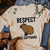 Kapibara Capybara เสื้อยืดฤดูร้อนสำหรับผู้หญิงเสื้อยืดลายกราฟฟิกมังงะ