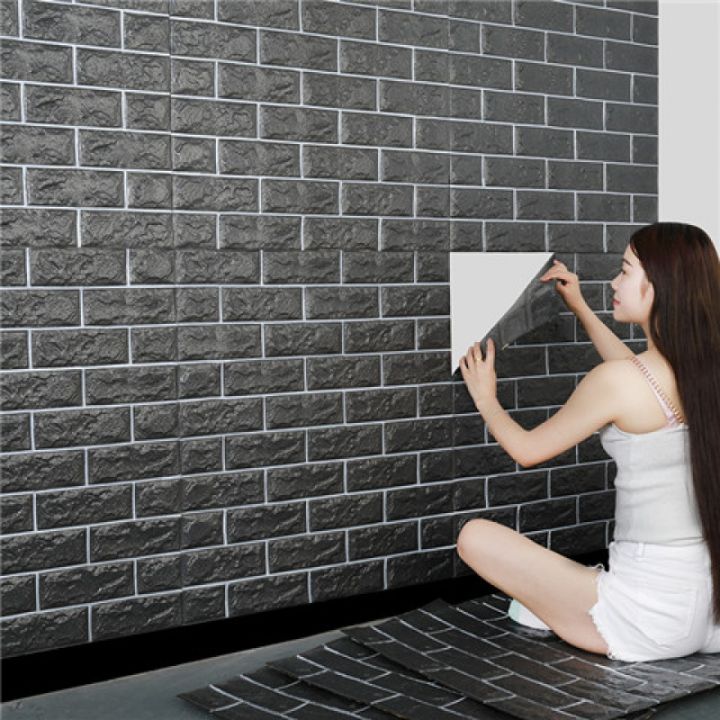3D White Brick Wall Stickers Panel Self Adhesive Peel & Stick Wallpaper for  Wall Home Decor