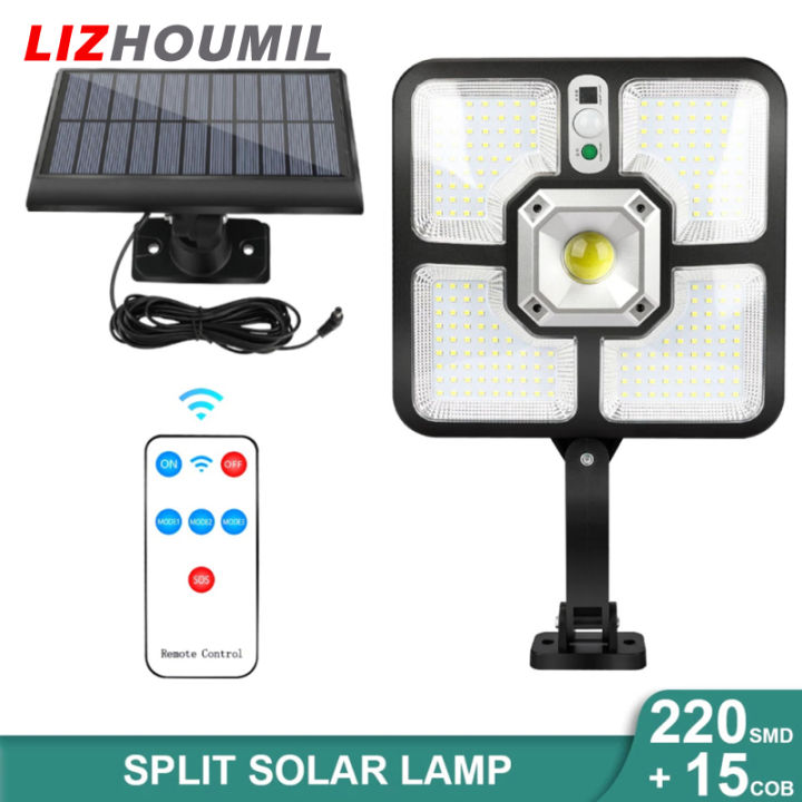 lizhoumil-ไฟสาดแสงสำหรับกลางแจ้ง-220led-พลังงานแสงอาทิตย์โคมไฟสว่างมากเซ็นเซอร์ตรวจจับการเคลื่อนไหวควบคุมระยะไกล-cob-ไฟติดผนังไฟสาดแสง