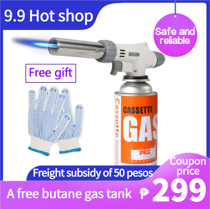 BBQ Butane Torch Kitchen Blow Lighter Gas burner Culinary Torches Chef Cooking Professional Adjustable Flame with Reverse Use for Creme Brulee Baking Butane Not Included Jewelry welding Camp 