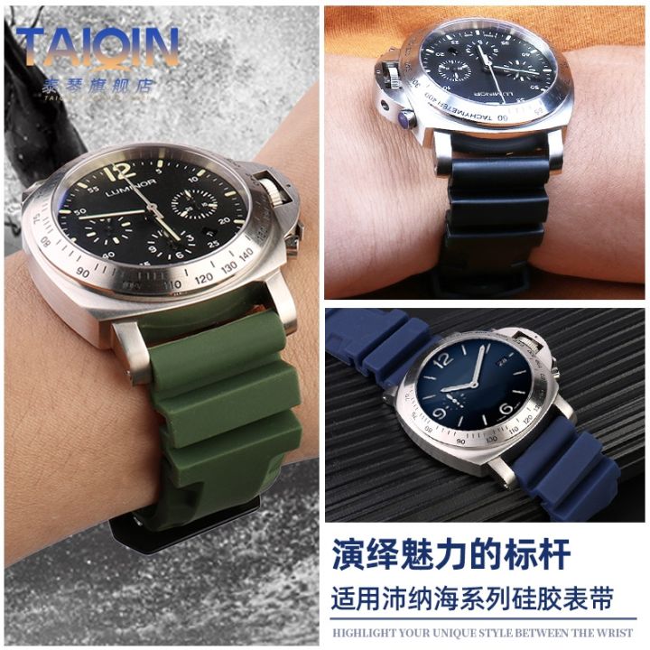 suitable-for-panerai-pam441-watch-strap-parnis-bernie-time-silicone-strap-accessories-pin-buckle-22-24mm