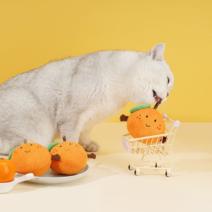 peet-แท่งแท่งของเล่นแมวของเล่นแมวกัดทำจากของเล่นฝึกกัดทนต่อการกัดสีส้มอุปกรณ์สำหรับแมวทำความสะอาดฟัน
