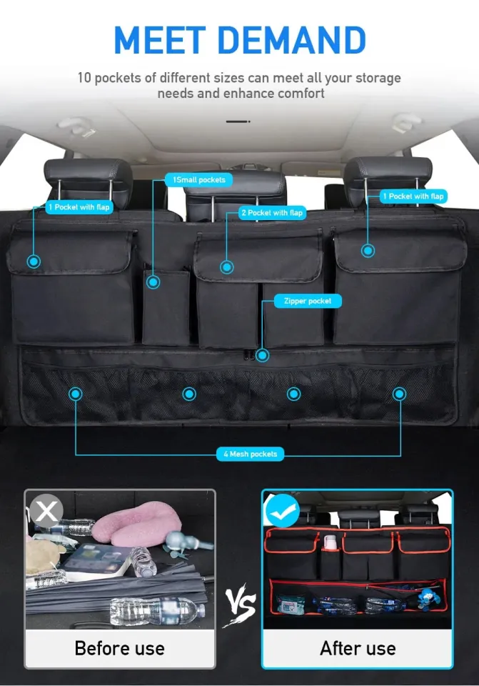 Multi-Pocket Car Trunk Organizer Hanging Back Seat Storage Bag With 10  Pockets Waterproof Oxford Cloth Universal Storage Pocket