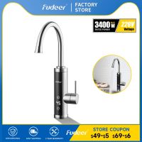 Fudeer ไฟฟ้าเครื่องทำน้ำอุ่นห้องครัวก๊อกน้ำ220โวลต์ Insant ความร้อนแตะ Tankless น้ำร้อน Geyser ที่มีจอแสดงผลดิจิตอล XH-505