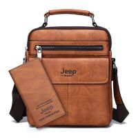 JEEP BULUO Mens Crossbody Shoulder Bags High Quality Tote Fashion Business Man Messenger Bag Big Size Split Leather Bags