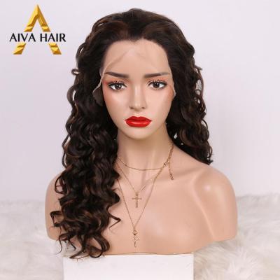 Aiva Hair Heat Resistant Highlight Synthetic Wig Glueless Curly Lace Front Wig With Natural Hairline วิกผมความหนาแน่นสูงสำหรับผู้หญิง