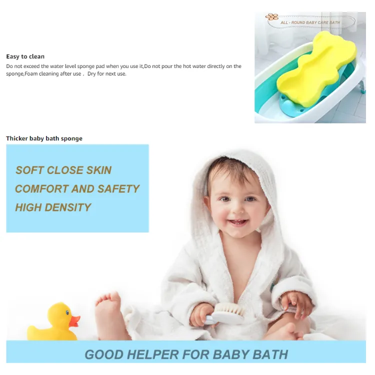 HALLO Baby Bath Sponge Soft Infant Bath Mat Newborn Cushion Odor Free (Blue)