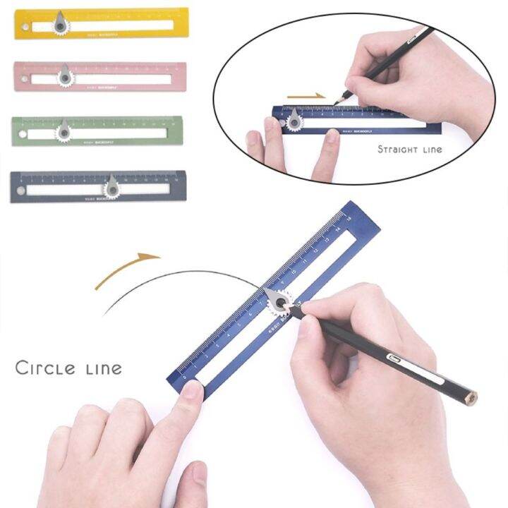 2pcs-gift-2-in-1-student-learning-measuring-tool-compass-ruler-drawing-ruler-drawing-circle-tool