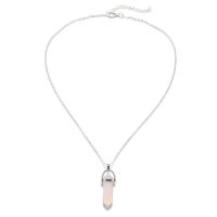 2019 New Hexagonal Column Quartz Necklaces Pendants Fashion Natural Stone Bullet Pink Crystal Chain Necklaces For Women Jewelry