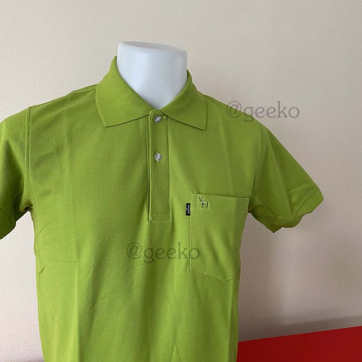 geeko-เสื้อโปโลตรากวาง-สีเขียวไพร-เนื้อผ้านุ่ม-สวมใส่สบาย-รับปัก-รับสกรีน-มีบริการส่งเก็บเงินปลายทาง
