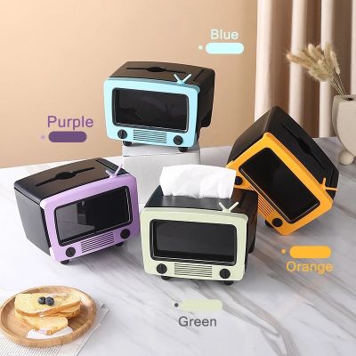 Mobile Phone Cotton Swab Toothpick Holder Tissue Box Holder with Cell Phone Slot Creative 2 In 1 TV Tissue Box Napkin Holder