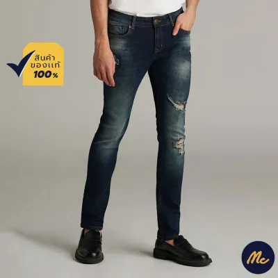 Mc JEANS กางเกงยีนส์ผู้ชาย กางเกงยีนส์ แม็ค แท้ ผู้ชาย ทรงเดฟ (Slim) สียีนส์ ฟอก ขัด พ่น หน้าขา ผ้า COTTON 99% MASZ147