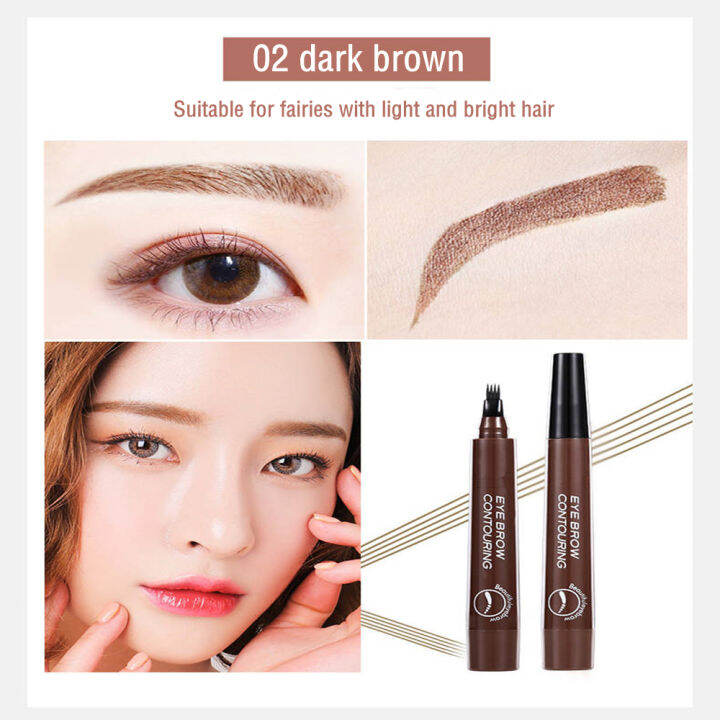 Liquid Eyebrow Pencil Eyebrow Tint Tattoo Pen 4 Fork Tip Waterproof