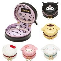 Hello Kitty Bag Kawaii Sanrio Cinnamoroll Kulomi Cute Round Storage Jewelry Box Earphone Bag Pudding Dog Coin Purse Gift