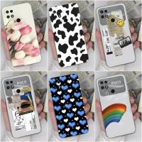 เคสสำหรับ Xiaomi Poco C40 Poco C 40 2022หรูหราเคลือบกันกระแทกฝาครอบหลังซิลิโคนนิ่มโปร่งใสสีรุ้งทิวลิปสำหรับ PocoC40 Xiaomi กรอบกันชน6.71นิ้ว