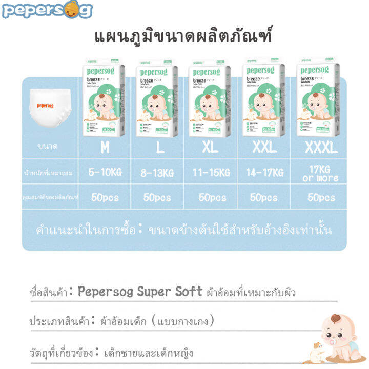 ผ้าอ้อมเด็ก-pepersog-100-count-m-ผ้าอ้อมเด็กระบายอากาศนุ่ม