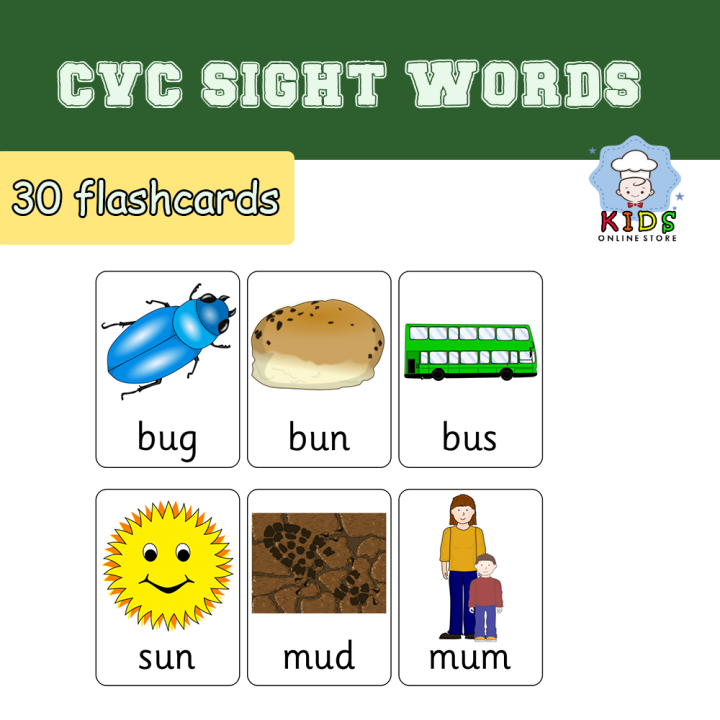 KOS CVC Sight Words Flashcards I 30pcs I NOT Laminated | Lazada PH