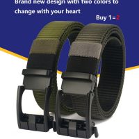 New Men Toothless Automatic Buckle Double Sided Dual Use Nylon Belt Youth Leisure Business Work Wear Knitted Trouser Belt A3519