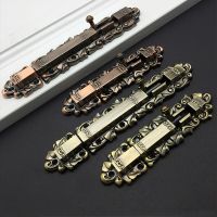 Antique Retractable Zinc Alloy Latch Box Double Plug Long Opening Movable Door Lock Bolt Door Hardware Locks Metal film resistance