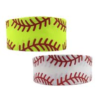 Y23 inch(75mm) Glitter Sports Tennis Baseball Softball Soccer Printed Polyester Ribbon 50 Yards Wedding Gift Wrap