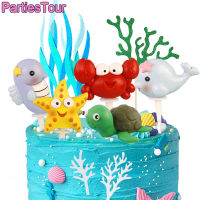 Sea เค้ก Toppers การ์ตูน Ocean สัตว์ตกแต่งเค้กวันเกิด Cupcake Topper เด็กวันเกิดทารกอาบน้ำขายส่งเค้ก Topper-zakua