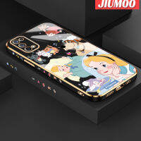 JIUMOO เคสสำหรับ Realme X7 X7 Pro 4G X7 Pro 5G ลายสโนว์ไวท์ใหม่เคสขอบสี่เหลี่ยมพื้นผิวชุบผิวเคสซิลิกาเจลนิ่มกันกระแทกเคสมือถือฝาครอบป้องกันเลนส์กล้องถ่ายรูปรวมทุกอย่าง