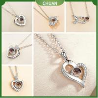 CHUAN ถ่านหิน Bijoux จี้ โบโฮ แฟชั่น ของขวัญวันวาเลนไทน์ 100ภาษา โบฮีเมีย ฉันรักคุณ สร้อยคอฉายภาพ