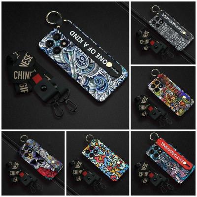 armor case Phone Holder Phone Case For Honor X8a Wrist Strap cartoon Dirt-resistant Lanyard Wristband Durable Kickstand