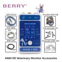 {: -- BERRY AM6100จอสำหรับสัตวแพทยศาสตร์สาย ECG คลิปอิเล็กโทรด ECG เซ็นเซอร์ Spo2ปลอกเอ็นไอบีพีใช้ซ้ำได้ตรวจสอบอุปกรณ์หลอด NIBP