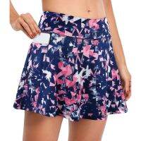 Women Sexy 2 In 1 Skirted Running Shorts Fashion Floral Printed Fake Tennis Skirt Gym Workout Running Sports Short Pants Skirts