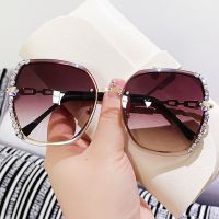 2022 New Rimless Square Sunglasses Women Brand Designer Diamond Sun Glasses Vintage Shades Female Pink Eyewear Gafas De Sol