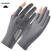 ถุงมือป้องกันแสงแดด UV Sun Gloves Sunblock Gloves For Summer Driving Riding Fishing 2 Half-Finger Thin Breathable