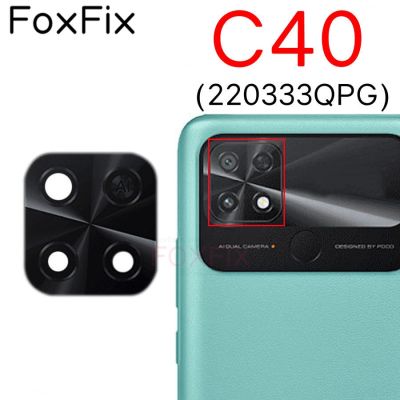 กระจกกล้องถ่ายรูปด้านหลังด้านหลังสำหรับ C40 POCO 220333QPG อะไหล่พร้อมสติกเกอร์กาว