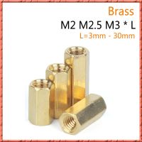 100Pcs/lot Brass hexagonal double pass pillar nut circuit board connection column isolation pillar chassis copper studM2/M2.5/M3