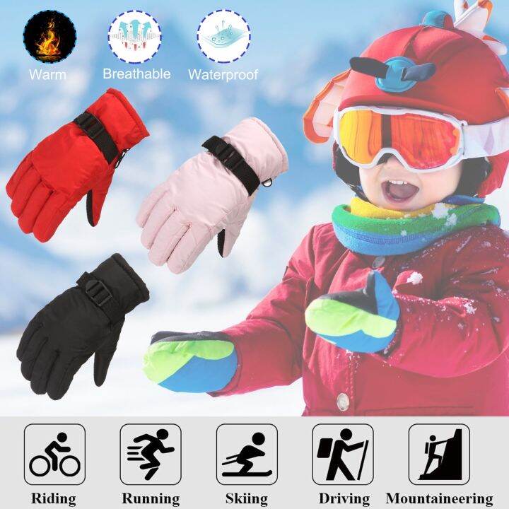 Style Glove Ski Outdoor Kids Winter Size Windproof Warm Snow Gloves M/L