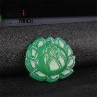 Natural Ice Agate Chalcedony Lotus Flower จี้ Charms แฟชั่น R ผู้ชายผู้หญิงคู่เครื่องประดับ Fine Elegant Luxury Holiday Gift