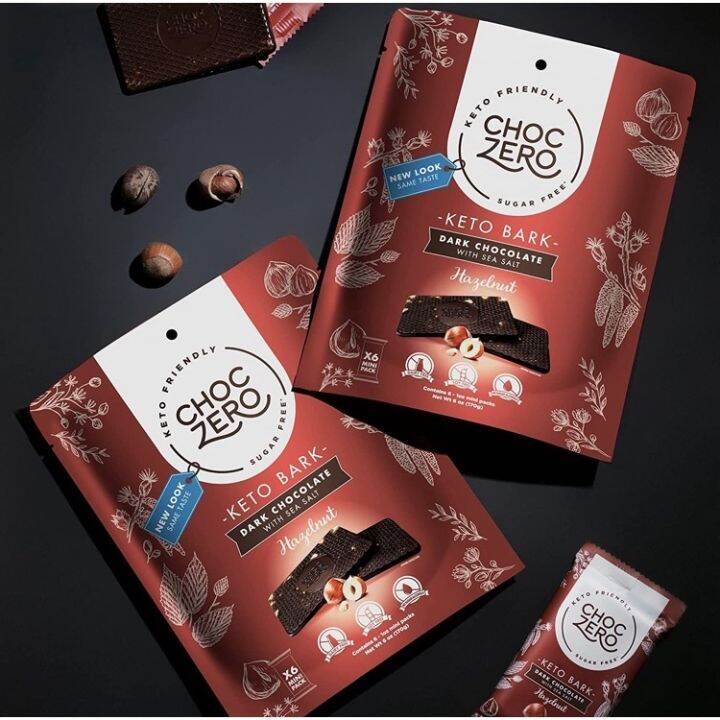 Choc Zero Keto Bark Dark Chocolate with Sea Salt Hazelnut 6oz Lazada PH