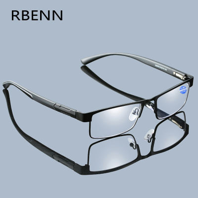 RBENN Anti Blue Light Computer Reading Glasses Men with CR-39 Lens Green Cover Blue Light Metal Frame Eyeglasses +0 1.75 2.25