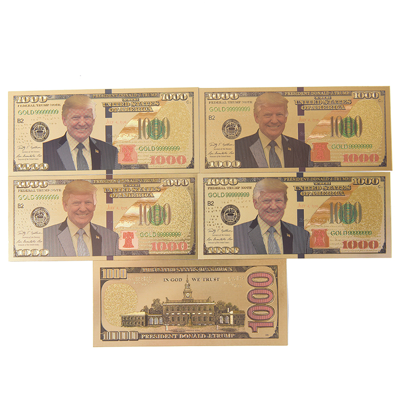 US President Donald Trump Gold Foil Paper Moeny Non Currency Collection Gifts EL 