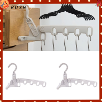 BUSH 2pcs พลาสติกทำจากพลาสติก ราวตากเสื้อผ้า สามารถหมุนได้ มี5หลุม ราวแขวนผ้า แบบพกพาได้ พับเก็บได้ ไม้แขวนพับได้ การเดินทางกลางแจ้ง