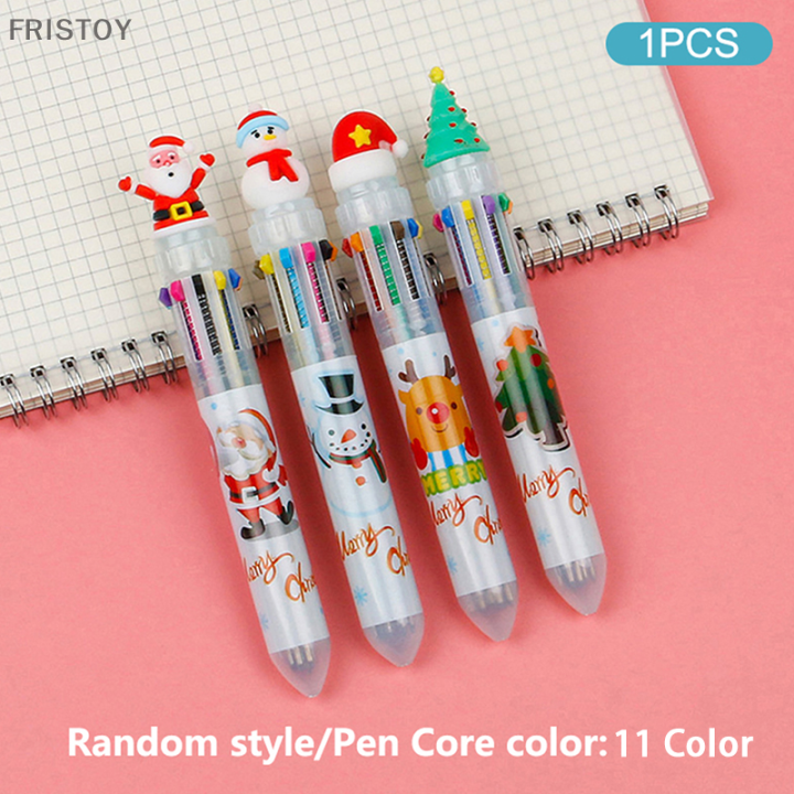 fristoy-ปากกาลูกลื่นรูปกวางต้นไม้คริสต์มาสตุ๊กตาหิมะปากกา6สีสำหรับเครื่องเขียนในโรงเรียน