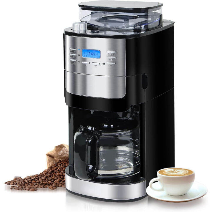 Coffee Maker With Burr Grinder And Thermal Carafe 12 Cup Drip Coffee Maker with Built-In Burr Coffee Grinder