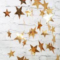 4M Bright Gold Silver กระดาษ Garland Star String แบนเนอร์แบนเนอร์งานแต่งงานสำหรับ PARTY Home Wall แขวนตกแต่ง baby Shower favors-Giers