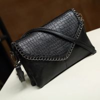 NIGEDU Casual Crossbody Bag Female Messenger Bags black PU Leather Womens Shoulder Bags Chain women Envelope clutch purses