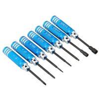 【big-discount】 7Pcs Hex Screw Driver เครื่องมือชุด Nut Key Wrench ขนาดต่างๆสำหรับ RC Helicopter Plane Car Blue